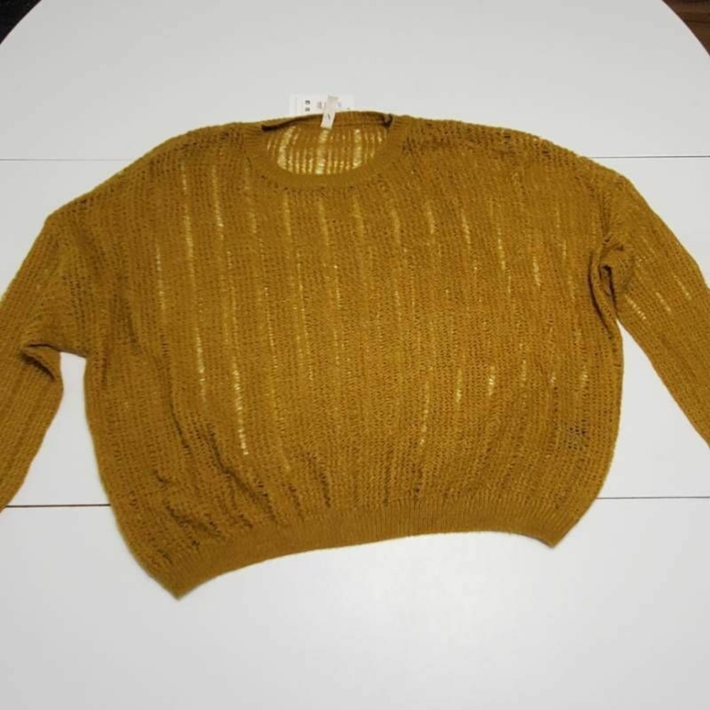 Wishlist Womens Pullover Sweater Yellow 100% Acrylic Long Sleeve Crew Neck S/M